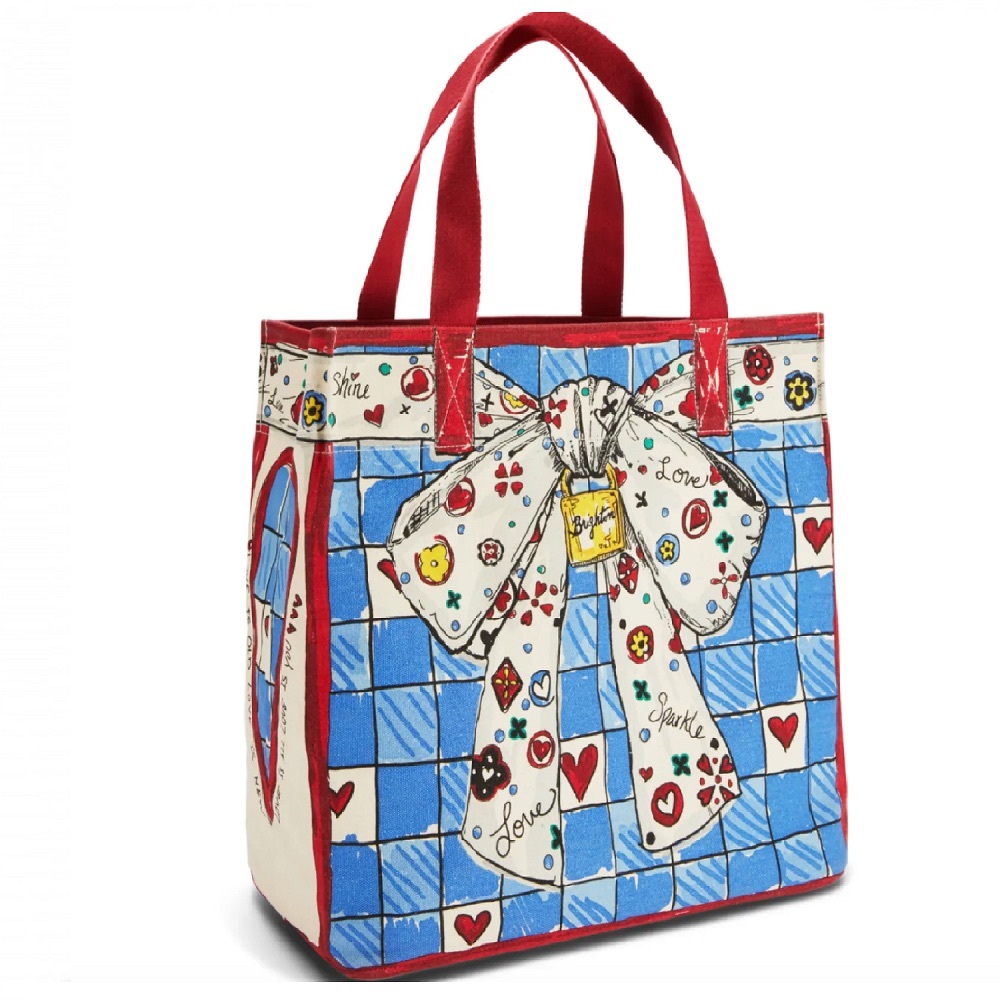 Brighton Love Sparkle Colorful Tote Bag with Red Handles NWT